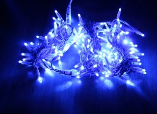 LED reťaz modrá, modrá LED 3 x 4m (180 LED)